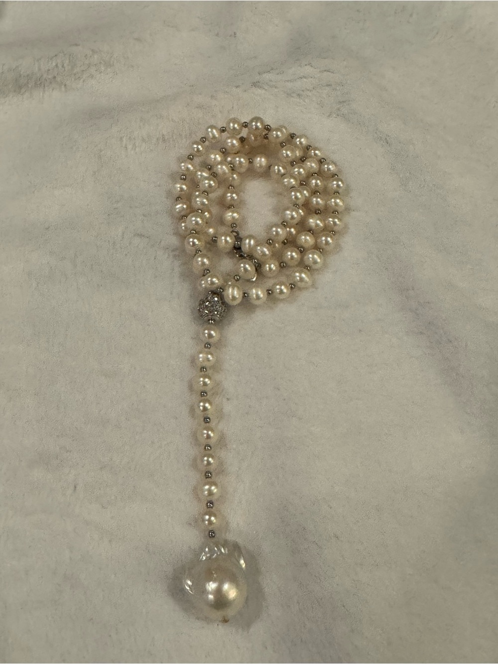 Pearl Lariat Necklace with a Baroque Pearl